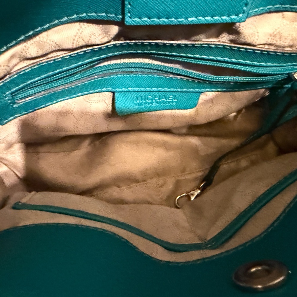 Michael Kors Turquoise Saffiano leather Hamilton tote bag .Gold Hardware - Picture 10 of 11